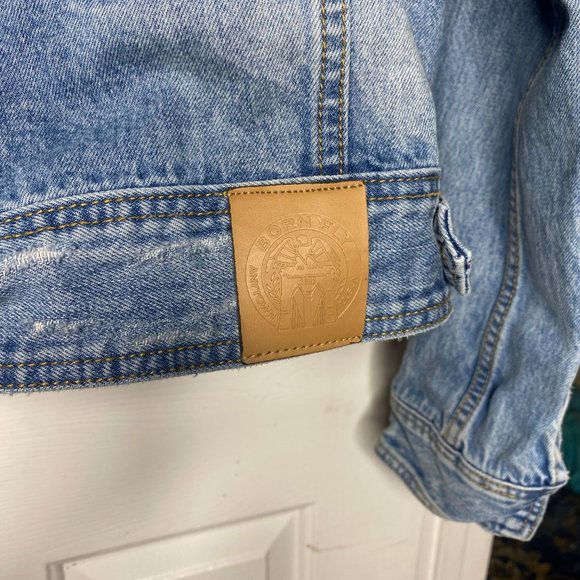 Born Fly Blue Jean Distressed Patch Jacket - Picture 4 of 7